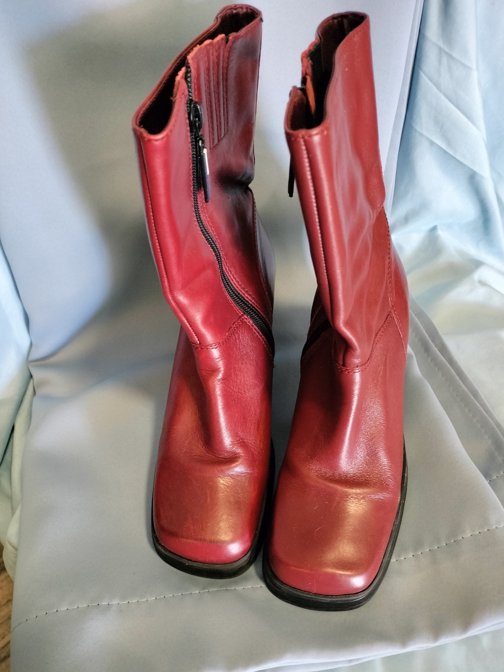 Women's tommy Hilfiger Red Leather Mid-Calf Zip Boots